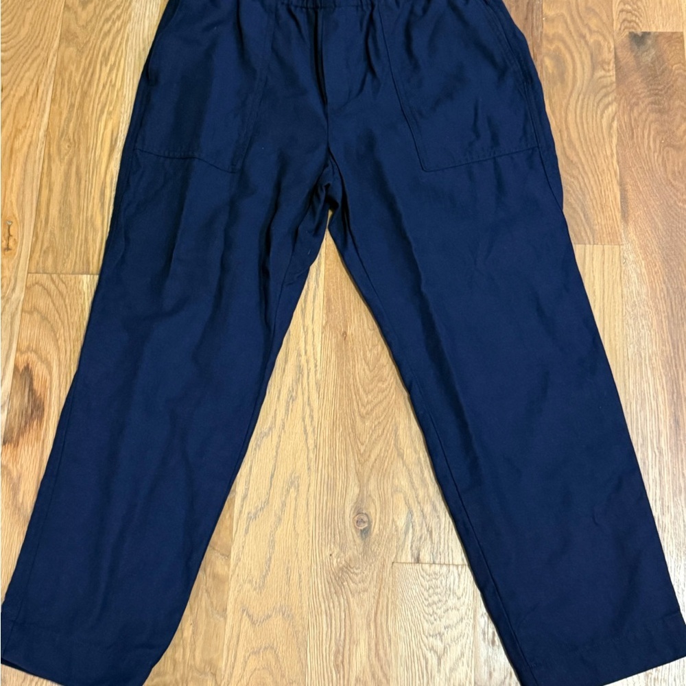 Banana Republic Linen Blend Pull-on Ankle Pant - Navy Blue
